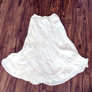 White Boho Embroidered Skirt. Perfect for Summer!